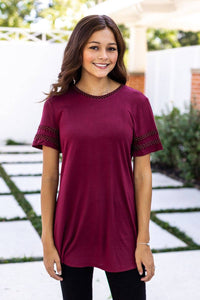 Go, Fight, Win! Polka Dot Trim Tee, Maroon: Maroon / Large
