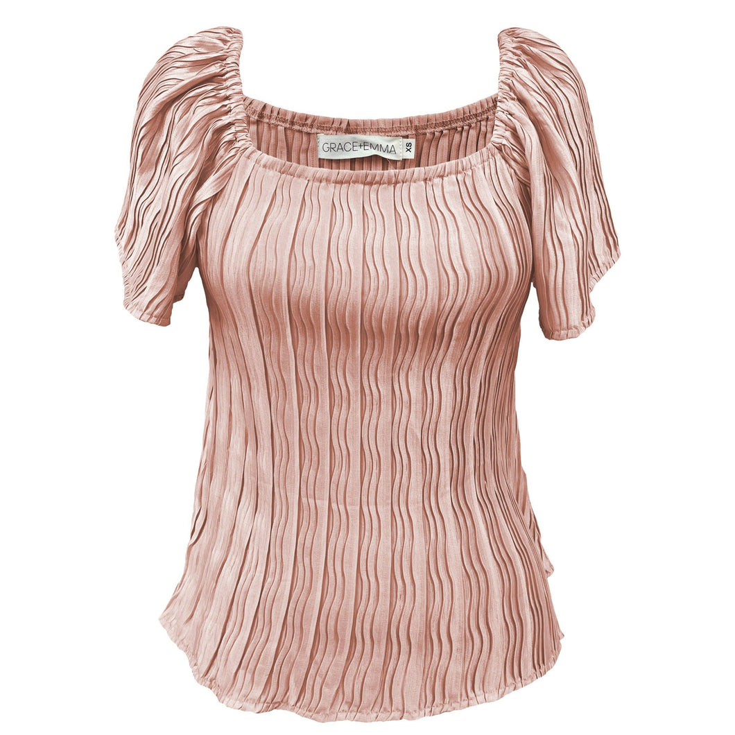 Lustrous Elegance Rose Gold Silk Top: Rose Gold