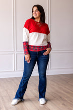 Load image into Gallery viewer, Chic Yuletide Color Block Top: Red / Small