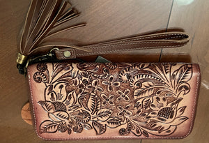 Myra Bag Magnolia Grove Hand-Tooled Wallet   wristlet