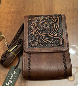 Myra Bag Royal wave Wallet crossbody tooled Leather