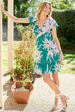 Load image into Gallery viewer, WOMEN FLORAL PRINT V NECK SUMMER DRESS WITH RUFFLE MINT/BLUSH