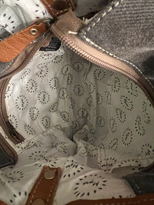 Myra Bag Tessellated Shoulder Bag crossbody bag tooled hair canvas
