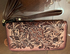 Myra Bag Magnolia Grove Hand-Tooled Wallet   wristlet