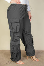 Load image into Gallery viewer, Plus Size Flap Pockets Drawstring Ruched Parachute Pants