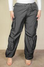 Load image into Gallery viewer, Plus Size Flap Pockets Drawstring Ruched Parachute Pants