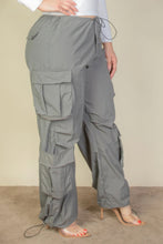 Load image into Gallery viewer, Plus Size Flap Pockets Drawstring Ruched Parachute Pants