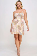 Load image into Gallery viewer, Plus Paisley Smocked Ruffle Mini Dress