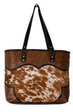 Load image into Gallery viewer, Myra Bag Cattle Brun Canvas &amp; Hairon Bag tote Handbag S- 7374