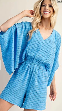 Kimono Sleeve Romper with Top Lining and Elastic Waist