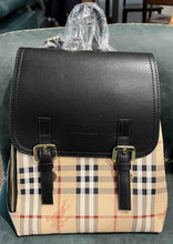 Load image into Gallery viewer, Backpack Plaid Black Handbag