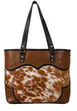 Load image into Gallery viewer, Myra Bag Cattle Brun Canvas &amp; Hairon Bag tote Handbag S- 7374