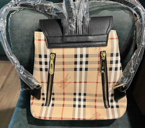 Backpack Plaid Black Handbag