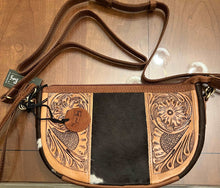 Load image into Gallery viewer, Myra Bag Wynona Swoop Bottom Hand-Tooled Bag wristlet crossbody