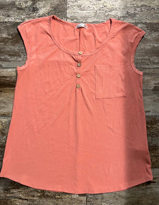The Ribbed Henley top Women's Plus Coral