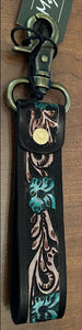 Myra Bag Canyon Feather Hand-Tooled Key Fob Leather Hand-Tooled