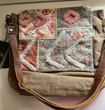 Load image into Gallery viewer, Myra Bag Just Like Home Accent Stitch Shoulder Bag Leather Canvas crossbody