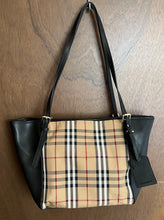 Load image into Gallery viewer, Fashion Leather trim tote shopper should bag handbag black check