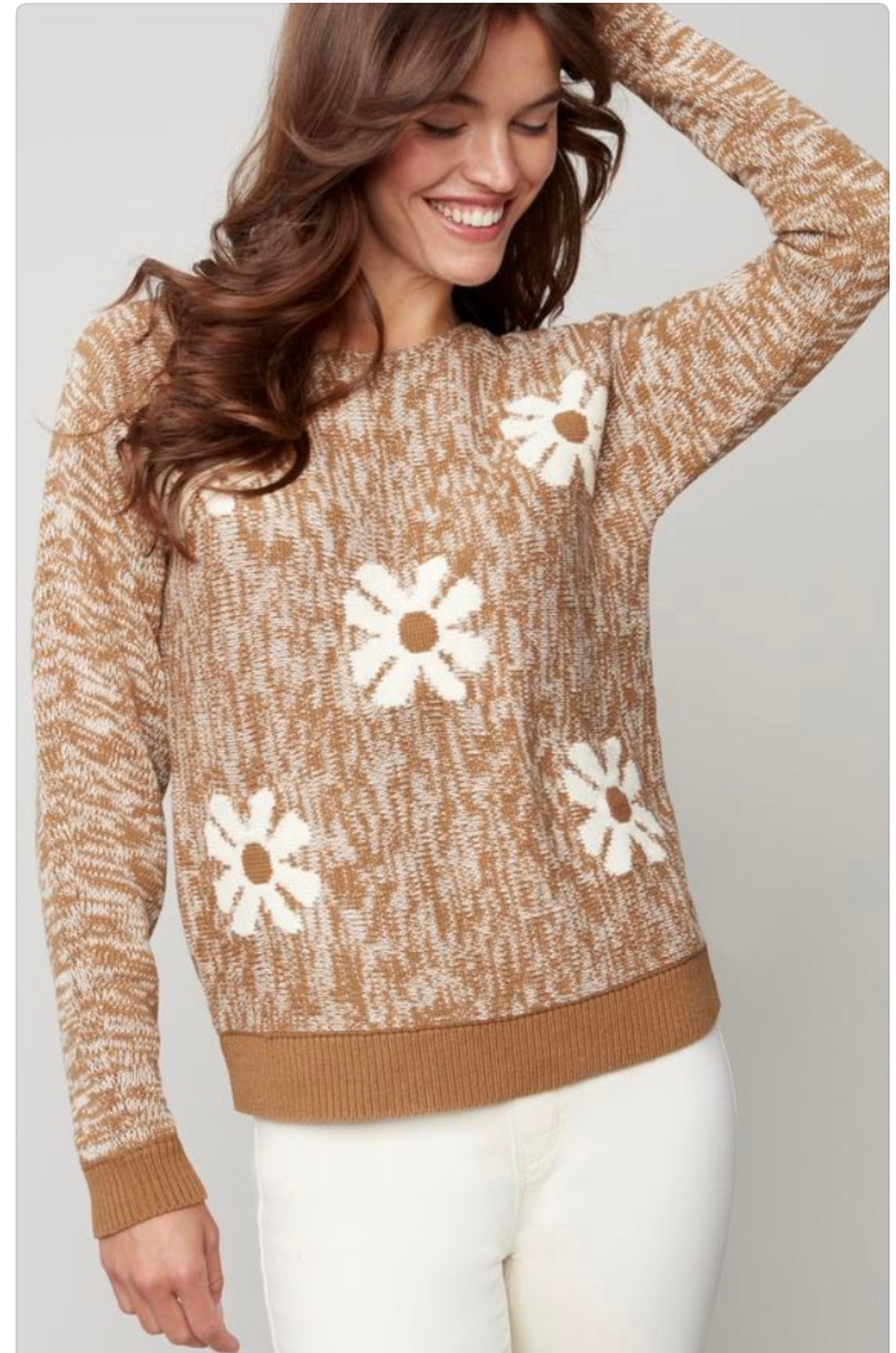 Charlie B Flower Design Jacquard Sweater