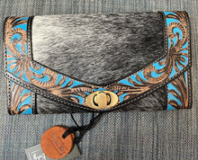 Load image into Gallery viewer, Myra Bag Night Glaz Hand - Tooled wallet Leather Hair on Western