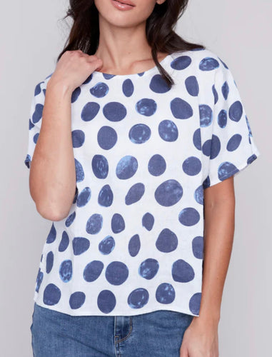 Charlie B Printed Linen Top