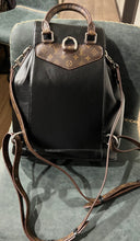 Load image into Gallery viewer, Fashion Backpack bag Black with Brown Trim