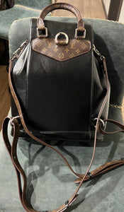 Fashion Backpack bag Black with Brown Trim