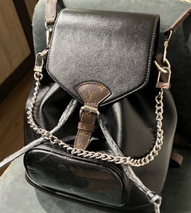 Fashion Backpack bag Black with Brown Trim