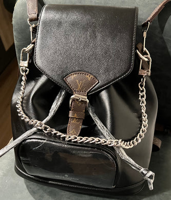 Fashion Backpack bag Black with Brown Trim