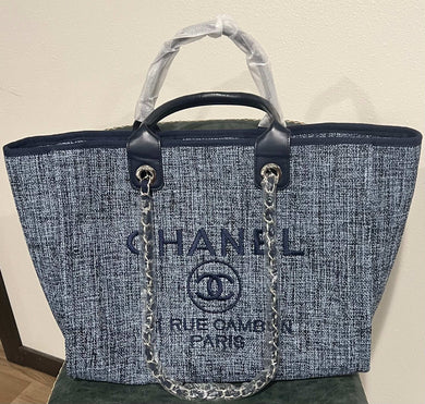 Large  Fashion handbag shopper bag Tote in Denim Blue