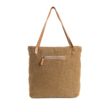 Load image into Gallery viewer, Prairie Spree Bohemian Messenger Bag In Canvas And Leather Upcycled With Floral Cutouts And Zippered Pocket