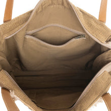 Load image into Gallery viewer, Prairie Spree Bohemian Messenger Bag In Canvas And Leather Upcycled With Floral Cutouts And Zippered Pocket