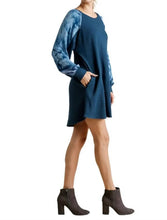 Load image into Gallery viewer, Umgee Tie Dye Contrast Raglan Sleeve Waffle Knit Dress