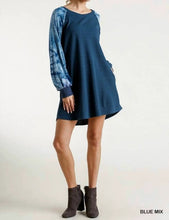 Load image into Gallery viewer, Umgee Tie Dye Contrast Raglan Sleeve Waffle Knit Dress