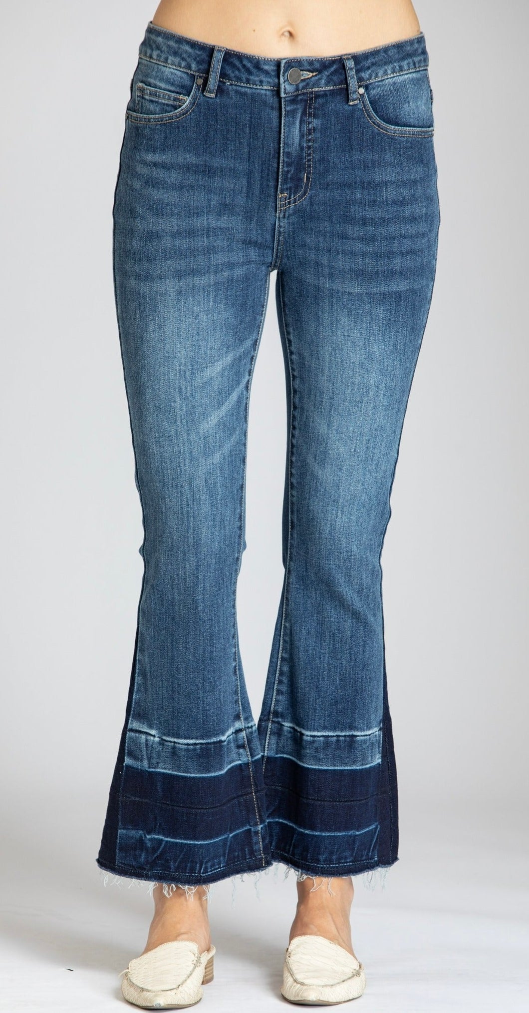 Straight Leg Crop With Released Flare Leg