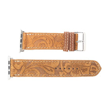 Load image into Gallery viewer, Western Tooled Leather WATCH BAND IN BROWN 38/40/41