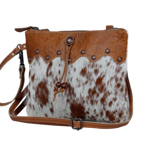 Myra Bag Ornate Brown Leather & Hairon Bag Crossbody