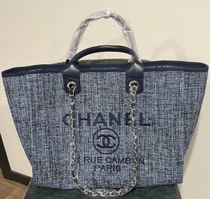 Large  Fashion handbag shopper bag Tote in Denim Blue