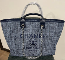 Load image into Gallery viewer, Large  Fashion handbag shopper bag Tote in Denim Blue