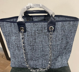 Large  Fashion handbag shopper bag Tote in Denim Blue