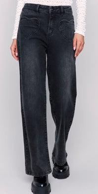 Charlie B Heart Shape Pockets Black Jeans