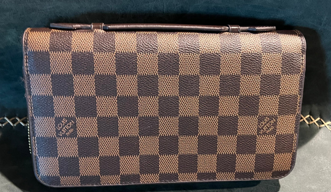 Large Zip Around Wallet Brown Checkbook Cardholder