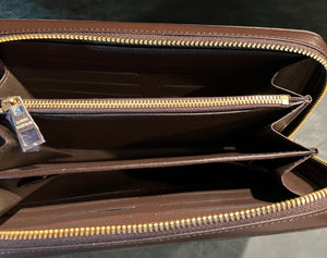 Large Zip Around Wallet Brown Checkbook Cardholder