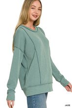 Load image into Gallery viewer, ZENANA TEAL RAISED RIB LONG SLEEVE ROUND NECK PULLOVER