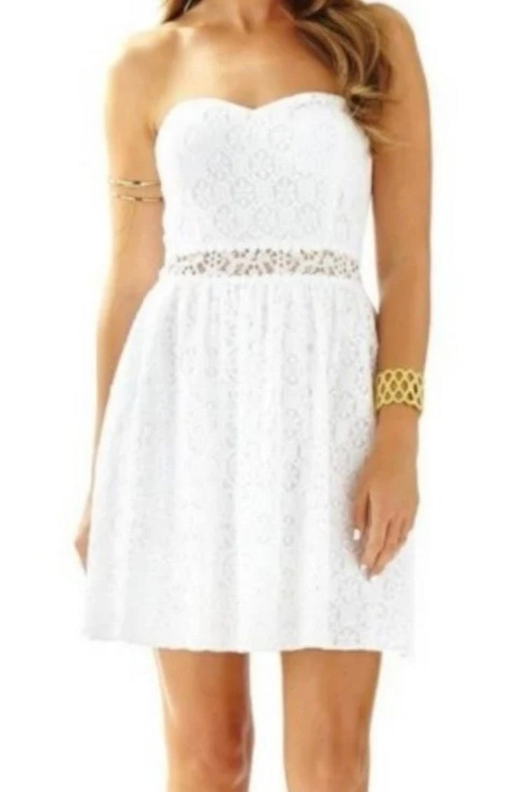 NWOT Lilly Pulitzer Brett Strapless White Lace Dress S. Super cute!