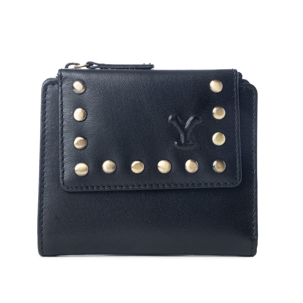 YELLOW STONE WESTMERE STUDDED CREDIT CARD HOLDER IN Ash / Black                                                           . (Copy)