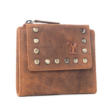 Load image into Gallery viewer, YELLOW STONE WESTMERE STUDDED CREDIT CARD HOLDER IN AMBER                                                                            .