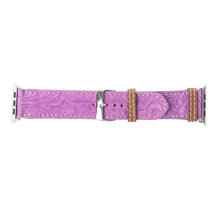 Load image into Gallery viewer, Western Lavender Tooled Leather WATCH BAND For Apple watch 38/40/41