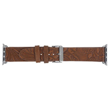 Load image into Gallery viewer, Western Tooled Leather WATCH BAND IN BROWN 42/44/45