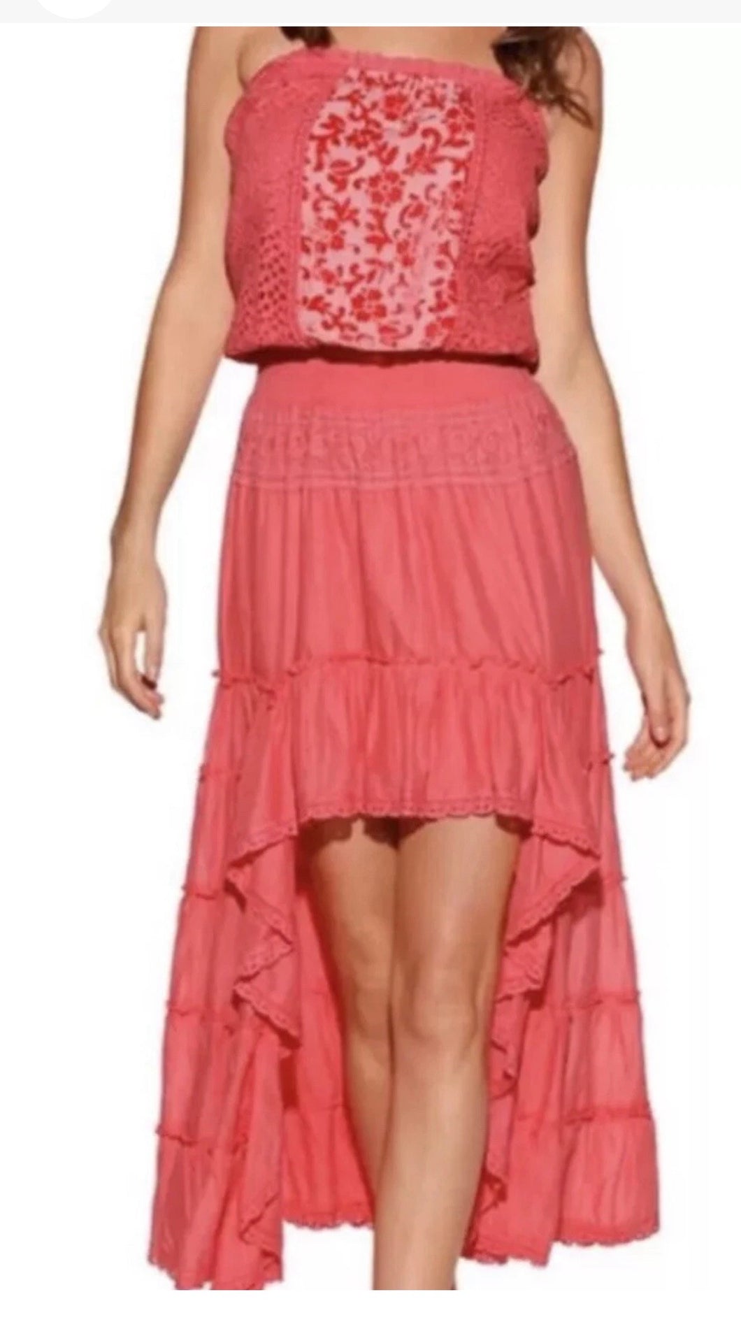 Boston proper Women's Strapless Crochet Embroidered Maxi Dress Size XS